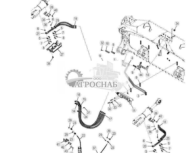 Трубопроводы, от цилиндров перекоса и наклона к полуподковообразному отвалу - ST806571 301.jpg